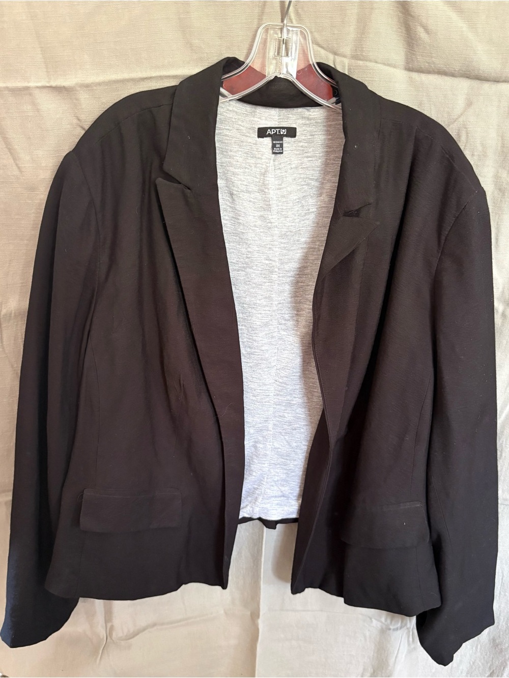 Apt. 9 Black Open-Front Women's Blazer with Notch Lapel Size 3x